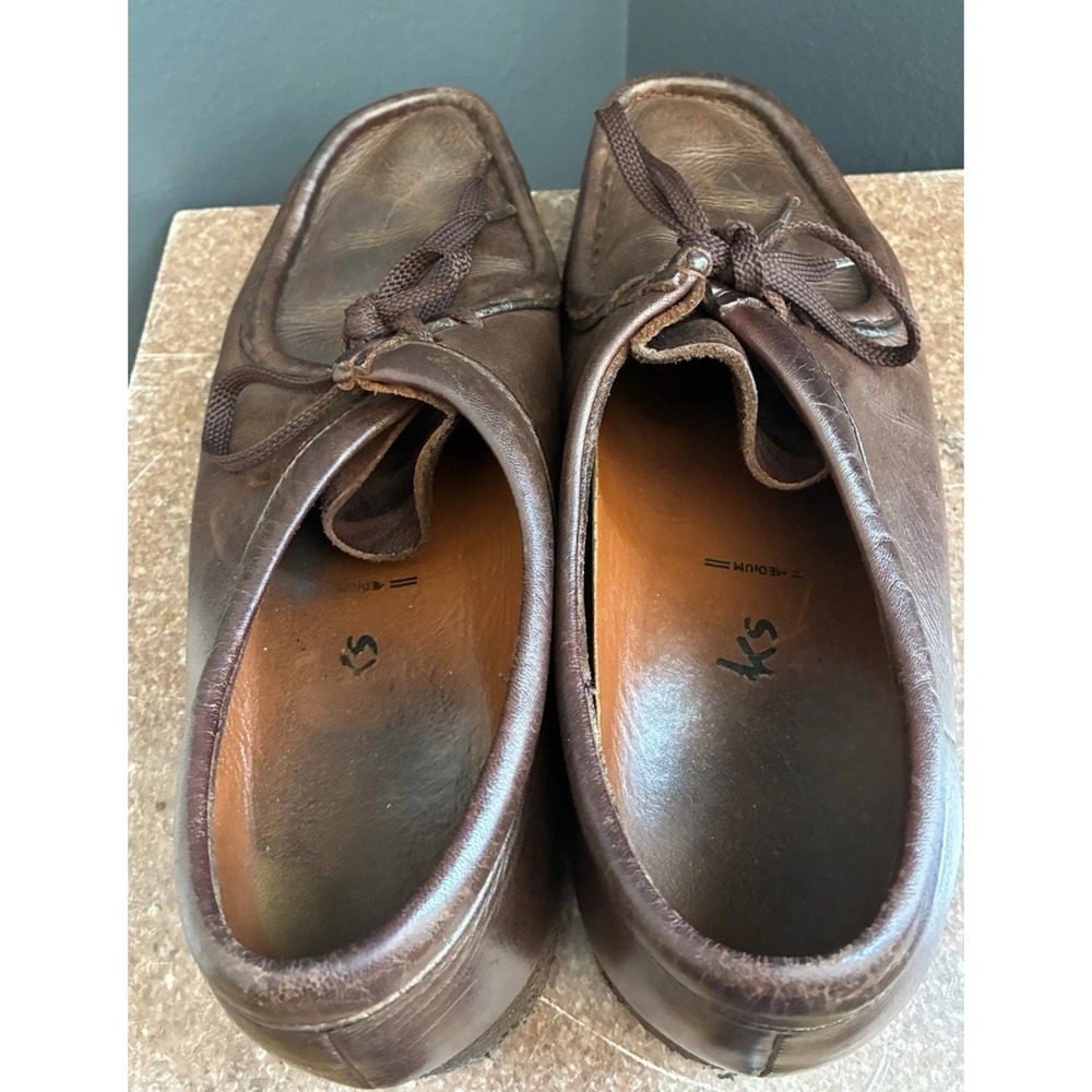 Classic Brown Leather Wallabee Style Shoes Moccasin Toe Lace Up - Size 9.5 - Picture 4 of 7